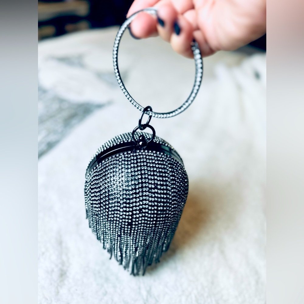 Round Rhinestone Ball Clutch Purse - Picture 6 of 6